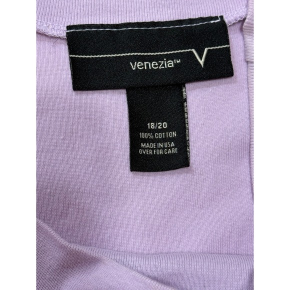 Venezia Top Size 18‎ 20 Women's Lavender Rose Print 3/4 Sleeve Round Neck Casual - Picture 6 of 7